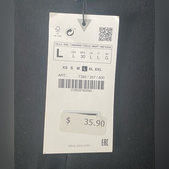 ZARA NWT High-Rise Pleat Front Split Ankle Leggings L (runs small) - Picture 8 of 9